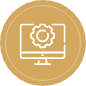 Computer screen with a gear icon