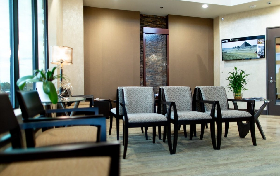 Rows of chairs in welcoming reception area